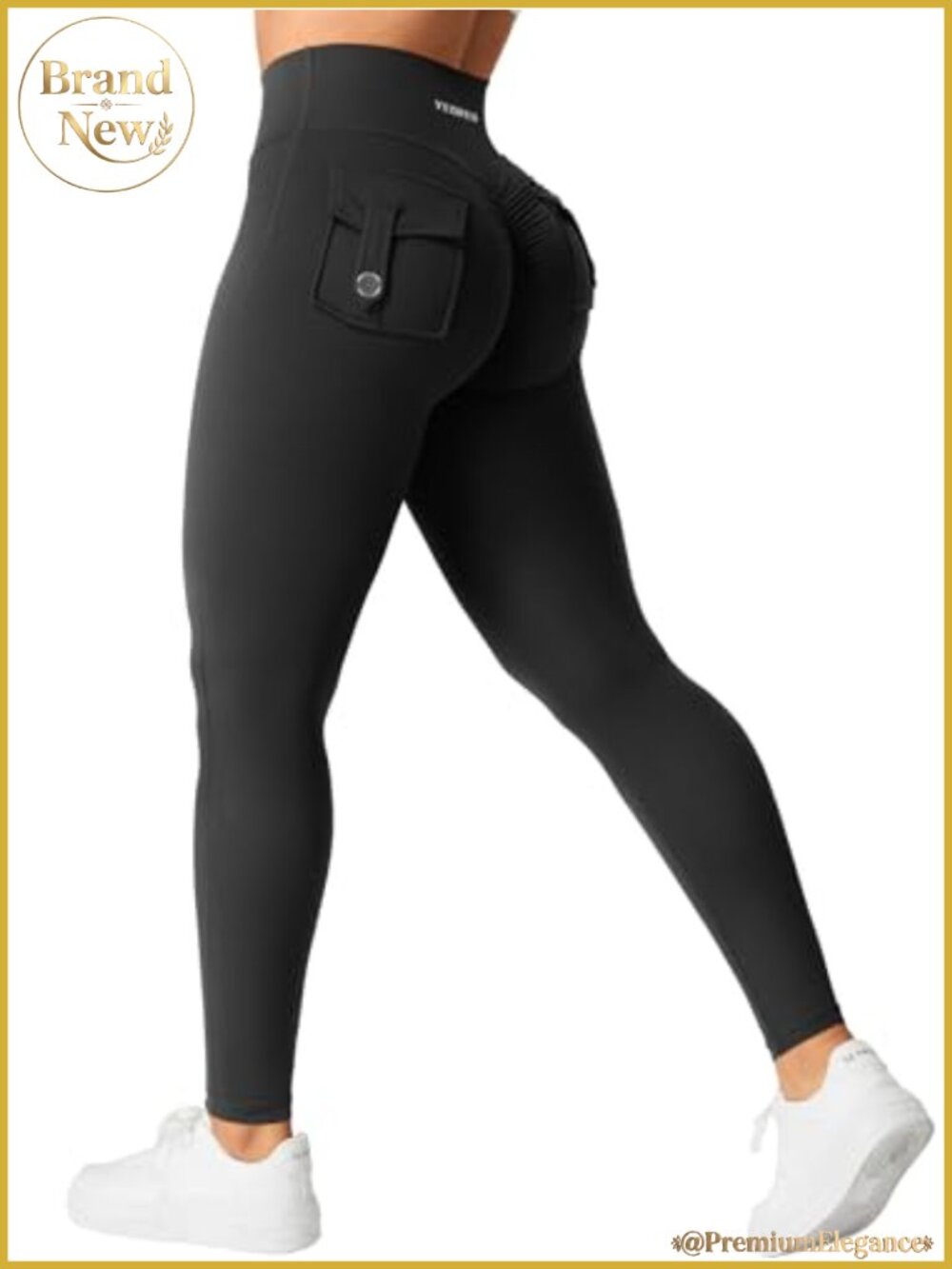 Scrunch Butt Lifting Leggings with Pockets V Cross High Waist Gym